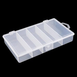 3 Pack 5-Grid Clear Plastic Fishing Tackle Accessory Box Fishing Tackle Storage Fishing Lure Bait Hooks Storage Box, 7x4.3x1.2inch